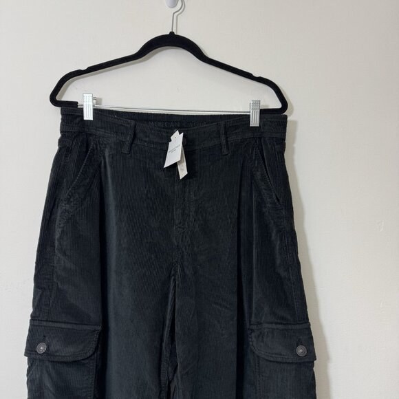 American Eagle Women’s Super High Rise Baggy Wide Leg Corduroy Pants Sz 12 Long - Picture 2 of 6